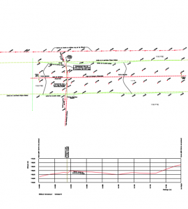 Plan profil d’une future ligne électrique sous-terraine sous une ligne de haute-tension